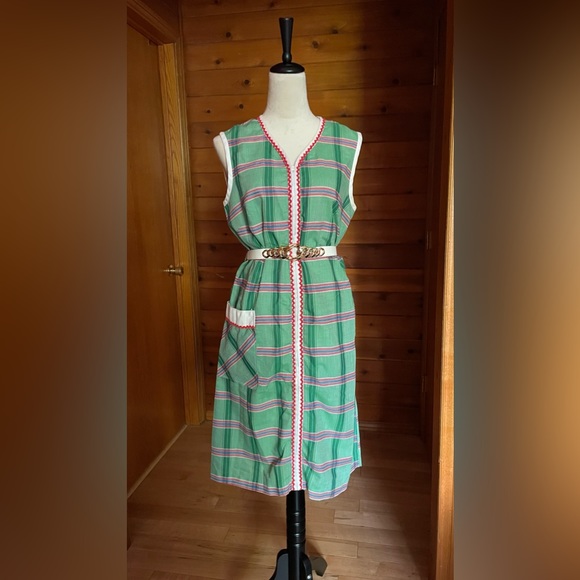 Vintage 70s Komar Zip Front House Dress Robe Sz Medium Pockets House Coat - Picture 11 of 11